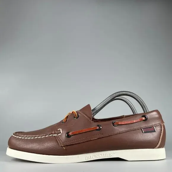 Sebago Docksides Women's 9 M Brown Leather Lace Up Boat Shoes Comfort Loafer EUC - Picture 1 of 9